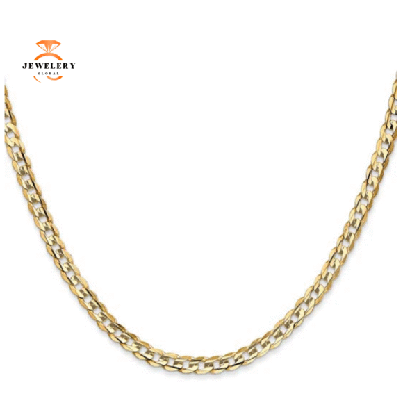 14KT YELLOW GOLD 3.8MM CONCAVE OPEN CURB CHAIN - 5 LENGTHS