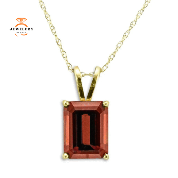 14KT YELLOW GOLD EMERALD GARNET NECKLACE