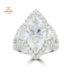 18KT White Gold 7.63 CTW Diamond Marquise Halo 3 Stone Ring