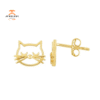 EMILIQUE 14KT YELLOW GOLD CAT FACE EARRINGS