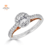 JULEVE 14KT GOLD .75 CTW DIAMOND ROUND HALO CATHEDRAL RING