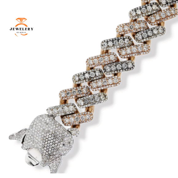 MEN'S 10KT WHITE AND ROSE GOLD 12.00CTW DIAMOND BRACELET - Image 2