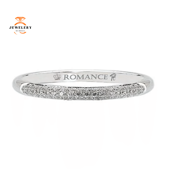 14KT WHITE GOLD 1/6 CTW DIAMOND PAVE SET WEDDING BAND - Image 2