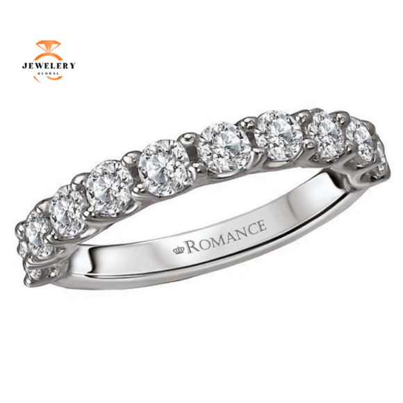 14KT WHITE GOLD 1.10 CTW ROUND DIAMOND 11 STONE BAND