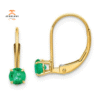 14KT YELLOW GOLD 0.50 CTW ROUND EMERALD LEVERBACK EARRINGS