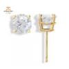 14KT Yellow Gold 7 Millimeter Round Cubic Zirconia Earrings
