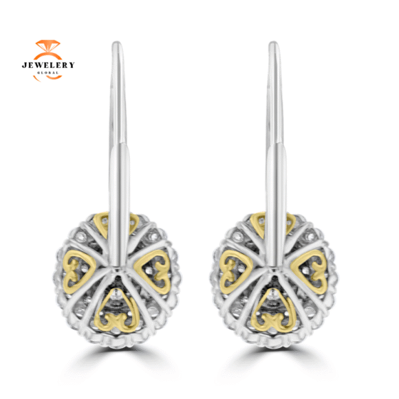 18KT GOLD 1.01 CTW YELLOW & 1.13 CTW WHITE DIAMOND OVAL HALO EARRINGS - Image 3