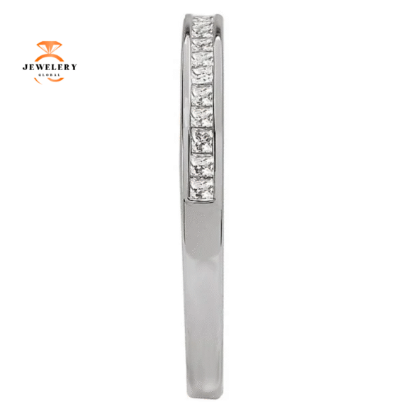 14KT WHITE GOLD 1/2 CTW PRINCESS CUT DIAMOND CHANNEL SET BAND - Image 2