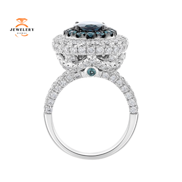 JULEVE 2.95 CTW ALEXANDRITE & 3.07 CTW DIAMOND DOUBLE HALO RING - Image 3