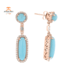 JULEVE 8.43 CTW TURQUOISE & 1.02 CTW DIAMOND HALO DROP EARRINGS