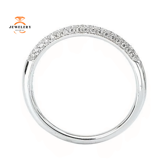 14KT WHITE GOLD 1/6 CTW DIAMOND PAVE SET WEDDING BAND - Image 3
