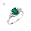 14KT WHITE GOLD GENUINE EMERALD & DIAMOND RING