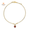 14KT Yellow Gold Enameled Ladybug Anklet