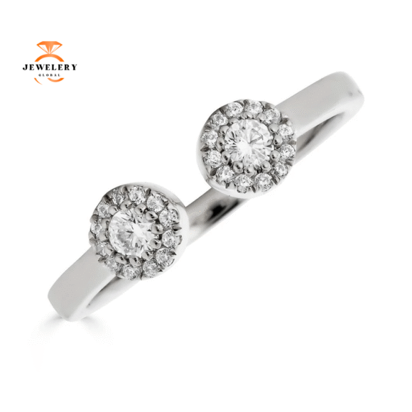 EMILIQUE 14KT GOLD 0.20 CARAT TOTAL WEIGHT DIAMOND OPEN HALO RING - Image 2