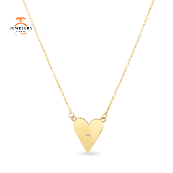 EMILIQUE 14KT YELLOW GOLD ELONGATED DIAMOND HEART NECKLACE