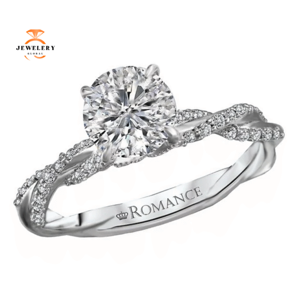 14KT WHITE GOLD 1/4 CTW DIAMOND TWIST SETTING FOR 1 CT ROUND