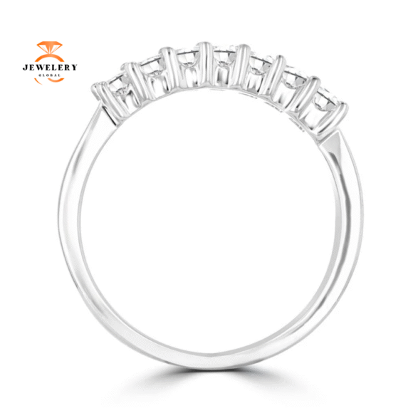 14KT White Gold 3/4 CTW Princess Cut Diamond Prong Set Band - Image 3