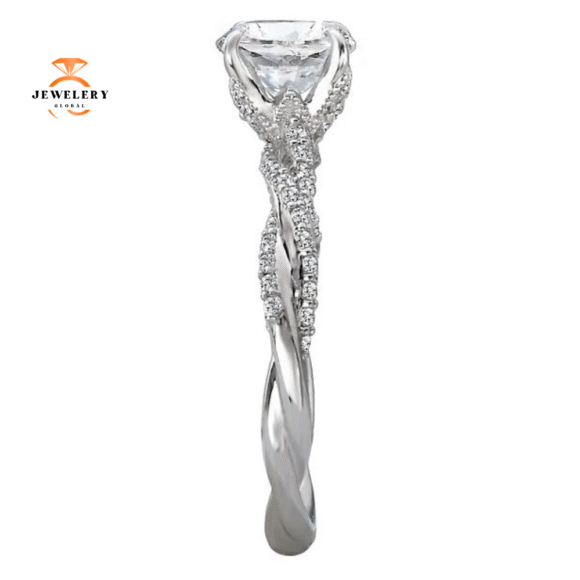 14KT WHITE GOLD 1/4 CTW DIAMOND TWIST SETTING FOR 1 CT ROUND - Image 2