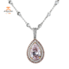 18KT WHITE & ROSE GOLD 3.90CTW PEAR SHAPE PINK & 0.77CTW DIAMOND PENDANT