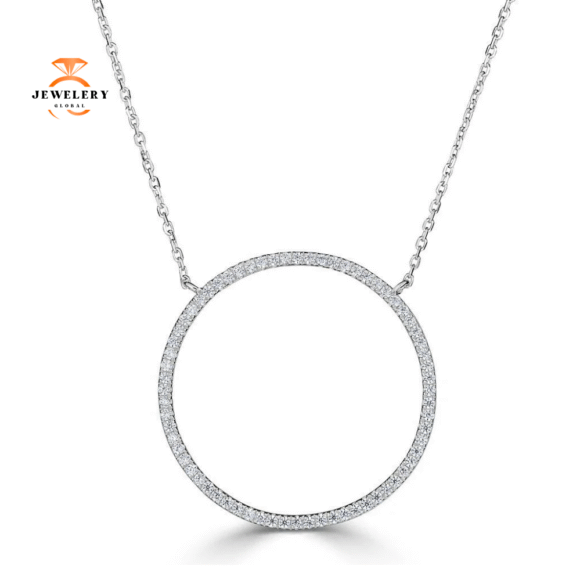 Emilique 14KT Gold 1/4 CTW Diamond Open Circle Necklace - Image 2