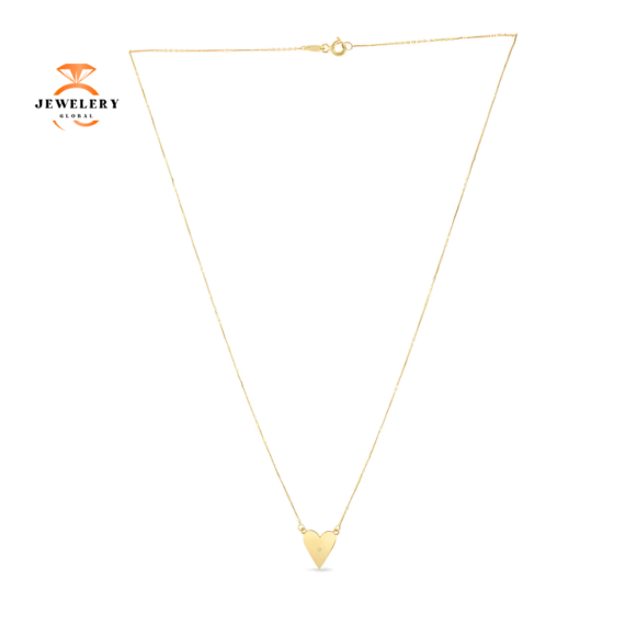 EMILIQUE 14KT YELLOW GOLD ELONGATED DIAMOND HEART NECKLACE - Image 2