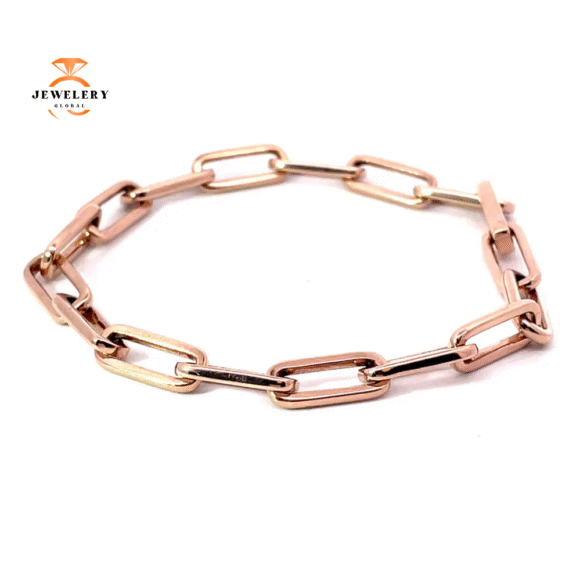 HEAVY 14 KARAT ROSE GOLD 5.4MM PAPERCLIP BRACELET - Image 2