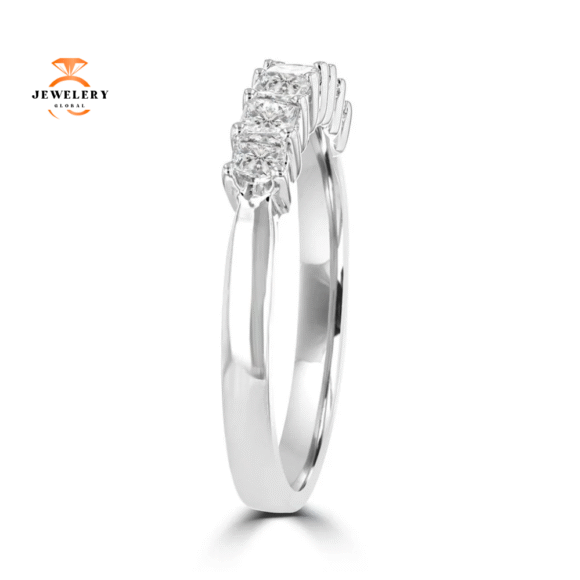 14KT White Gold 3/4 CTW Princess Cut Diamond Prong Set Band - Image 2