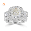 14KT White Gold 4.64 CTW Diamond 3 Stone Double Halo Ring
