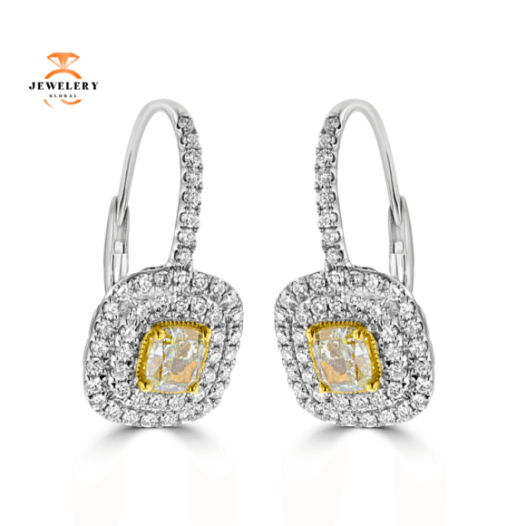 18KT GOLD 1.47 CTW YELLOW & 1.02 CTW DIAMOND EARRINGS - Image 2