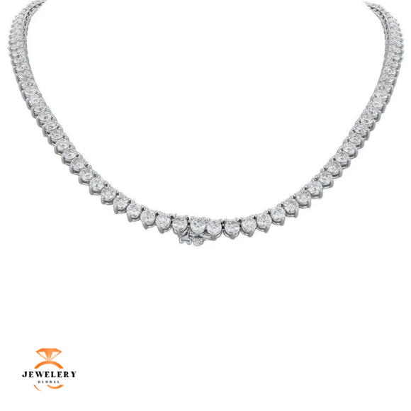 18KT White Gold 21.75 CTW Diamond 3 Prong Tennis Necklace - Image 2