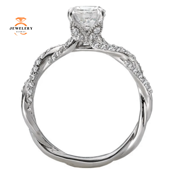 14KT WHITE GOLD 1/4 CTW DIAMOND TWIST SETTING FOR 1 CT ROUND - Image 3