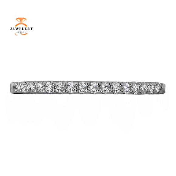 14KT WHITE GOLD 1/6 CTW ROUND DIAMOND 16 STONE BAND - Image 2