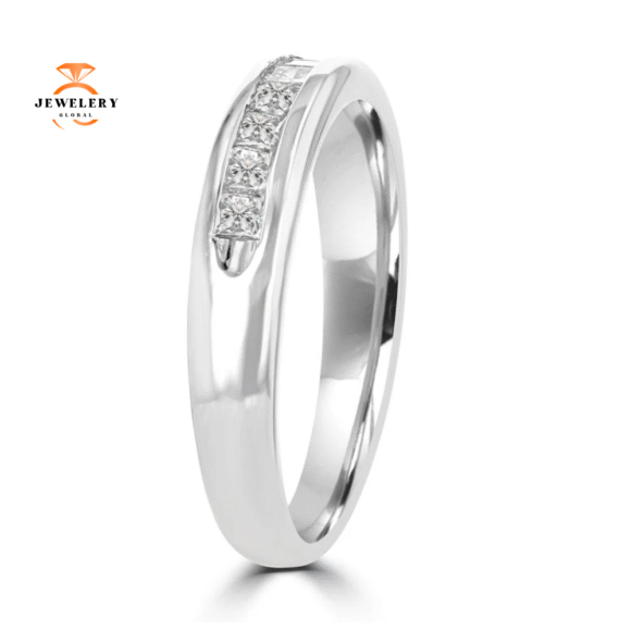 14KT White Gold 1/2 CTW Princess Cut Diamond Channel Set Band - Image 3