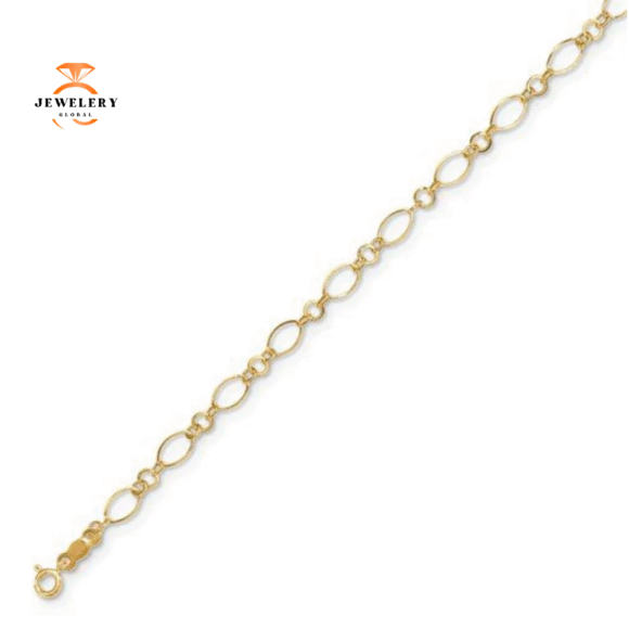 14KT Yellow Gold Fancy Open Link Anklet