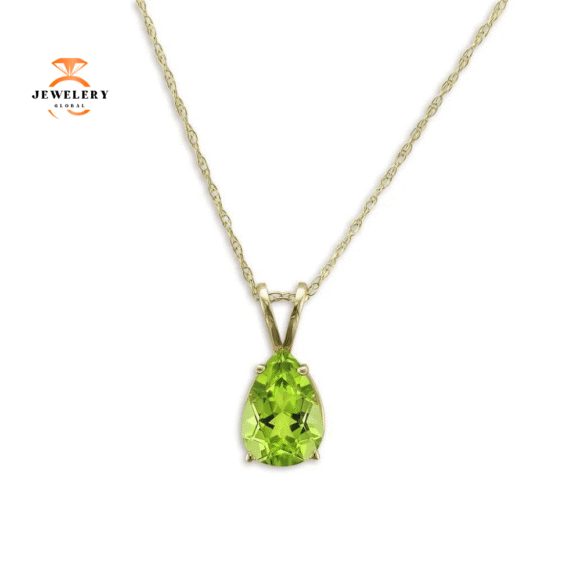14KT YELLOW GOLD PEAR SHAPE PERIDOT NECKLACE