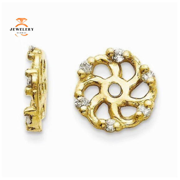 14KT Yellow Gold Round Diamond Earring Jackets