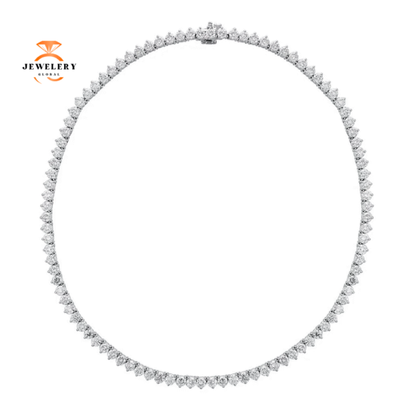 18KT White Gold 21.75 CTW Diamond 3 Prong Tennis Necklace - Image 3