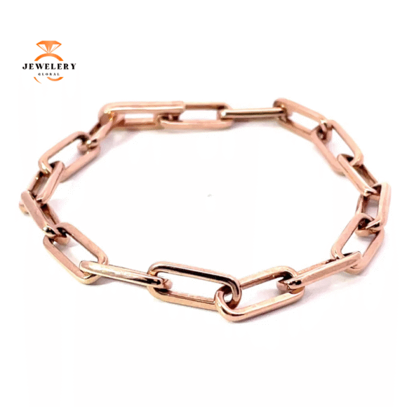 HEAVY 14 KARAT ROSE GOLD 5.4MM PAPERCLIP BRACELET - Image 4