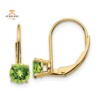 14KT YELLOW GOLD 1.10 CTW ROUND PERIDOT LEVERBACK EARRINGS