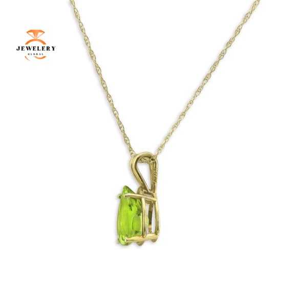 14KT YELLOW GOLD PEAR SHAPE PERIDOT NECKLACE - Image 2
