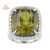 JULEVE 23.19 CT SPHENE & 1.53 CTW DIAMOND CUSHION HALO RING