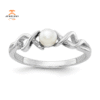 14KT WHITE GOLD POLISHED PEARL TWISTED RING