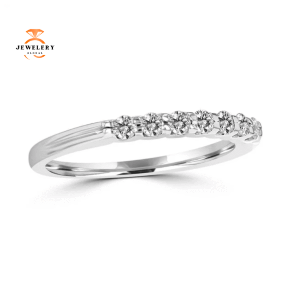 14KT WHITE GOLD 1/4 CTW ROUND DIAMOND SEVEN STONE BAND - Image 2