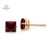14KT YELLOW GOLD 2.60 CTW SQUARE GARNET STUD EARRINGS