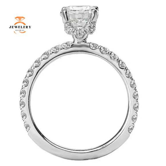 14KT WHITE GOLD 5/8 CTW DIAMOND PEG HEAD SETTING FOR 1 CT ROUND - Image 4