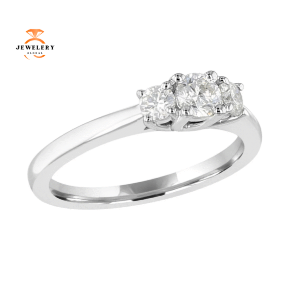 14KT White Gold 1/2 CTW Diamond 3 Stone Ring - Image 2