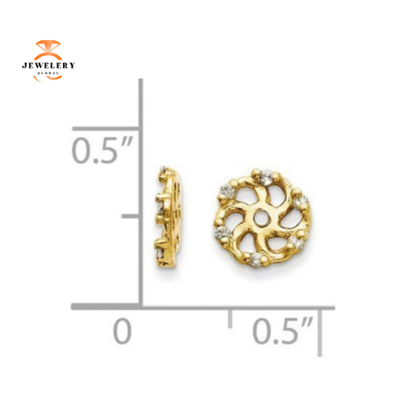14KT Yellow Gold Round Diamond Earring Jackets - Image 3