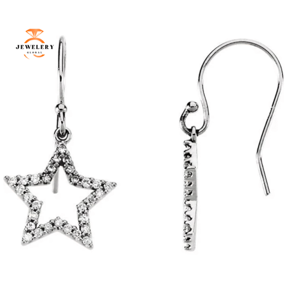 14KT WHITE GOLD 1/3 CTW DIAMOND STAR EARRINGS