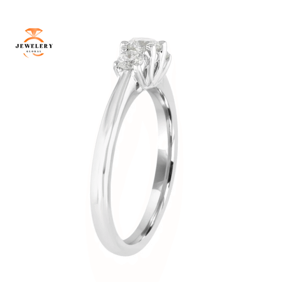 14KT White Gold 1/2 CTW Diamond 3 Stone Ring - Image 3