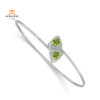 14KT WHITE GOLD 1.12 CTW PERIDOT & .16 CTW DIAMOND FLEX BANGLE BRACELET